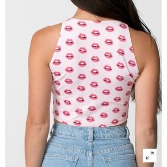 Pink Lips Fitted Crop Top - Picture 2 of 5